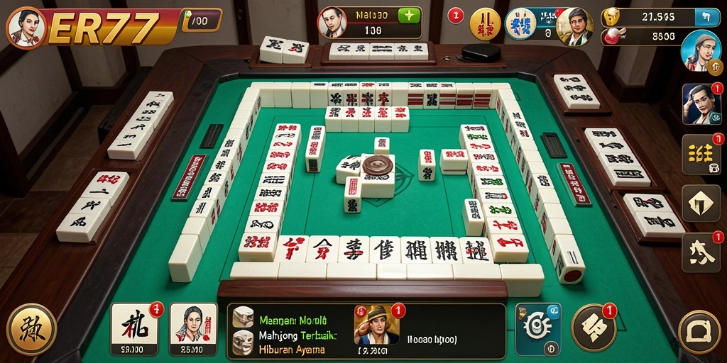 Tampilan menarik dari gameplay ER777 dalam permainan Mahjong.