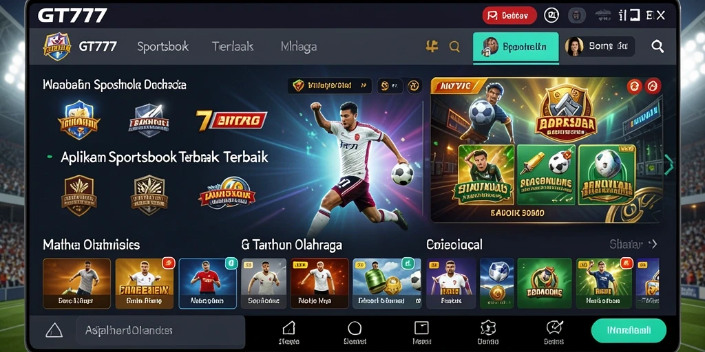 Tampilan gameplay Sportsbook di aplikasi GT777 yang menarik dan interaktif.