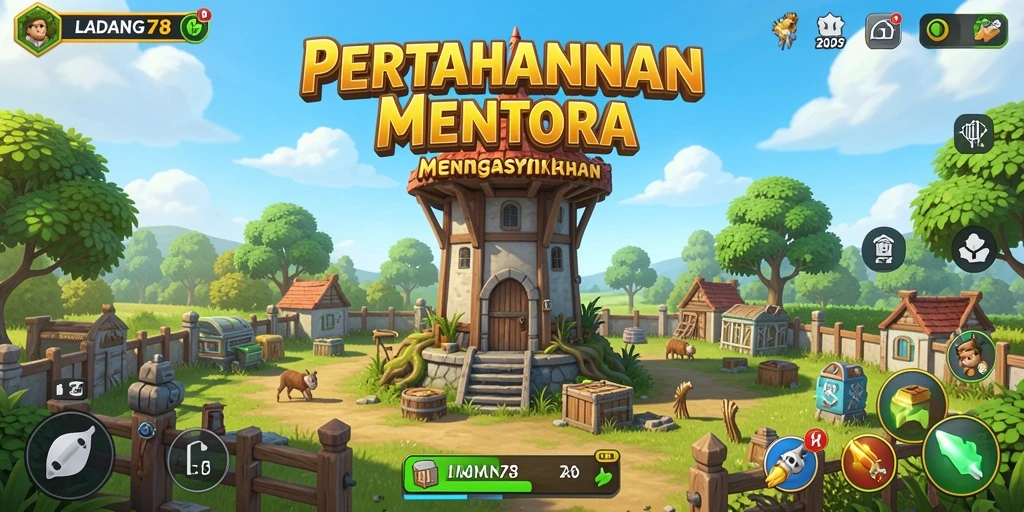 Tampilan gameplay <strong>LADANG78</strong> yang seru dalam Tower Defense.