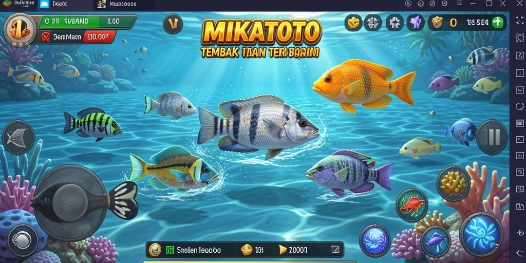 Screenshot utama MIKATOTO menampilkan aksi seru gameplay Tembak Ikan.