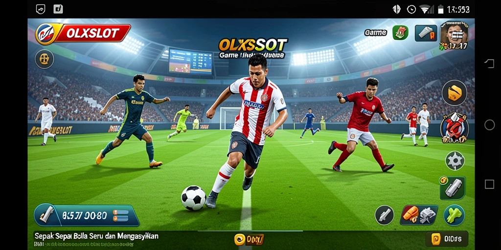Tampilan gameplay OLXSLOT yang menegangkan dengan aksi sepak bola yang cepat.