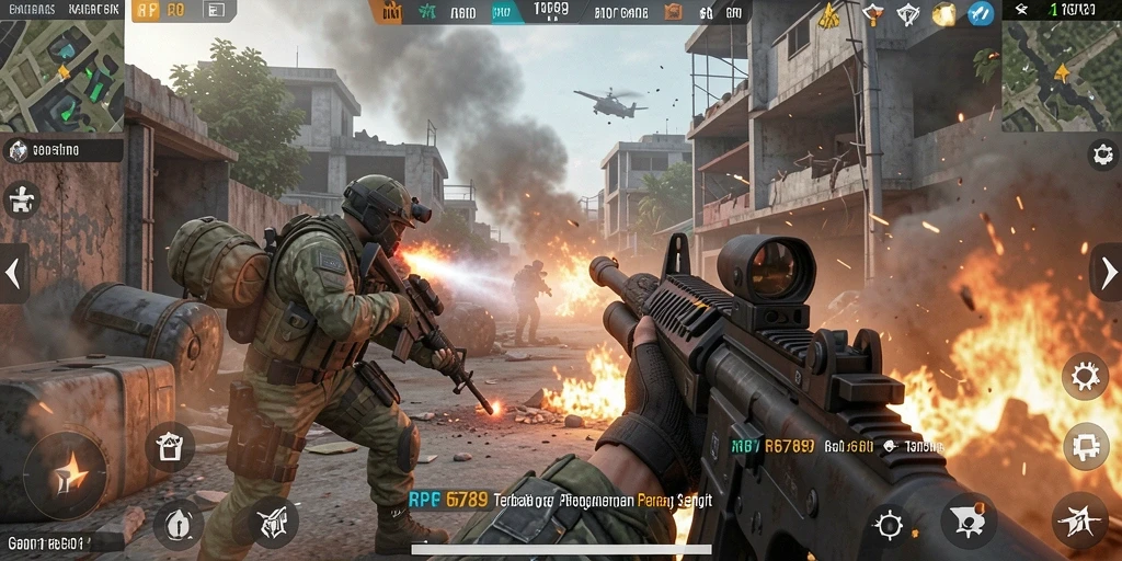 Gameplay RP6789 yang menegangkan dengan aksi tembak-menembak yang seru.