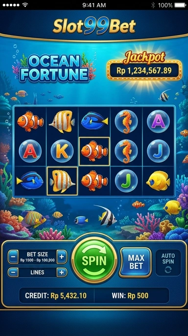 Tampilan antarmuka aplikasi slot99bet yang menarik.